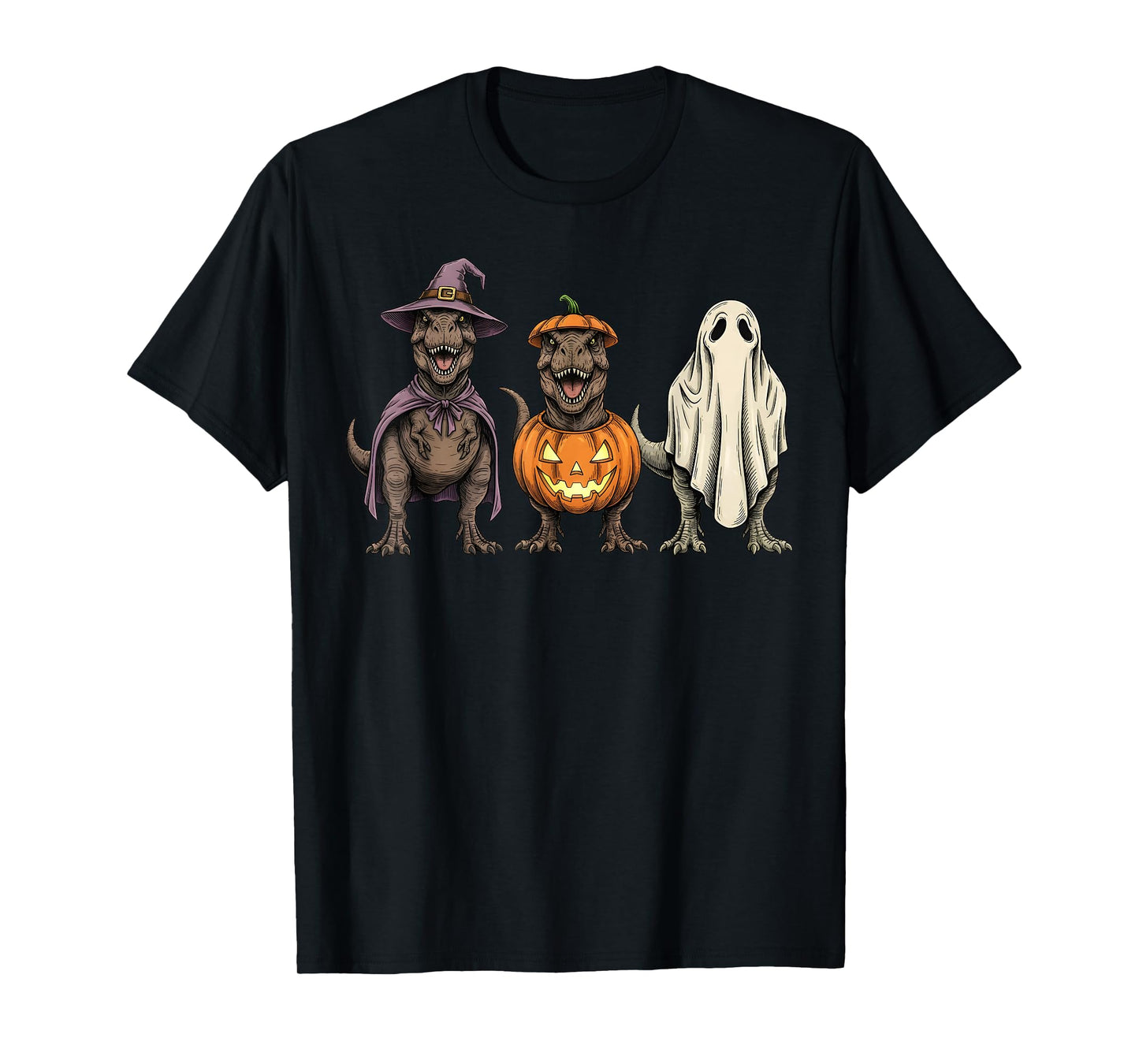 Spooky Ghost T-rex Dinosaur Lover Pumpkin Halloween T-Shirt