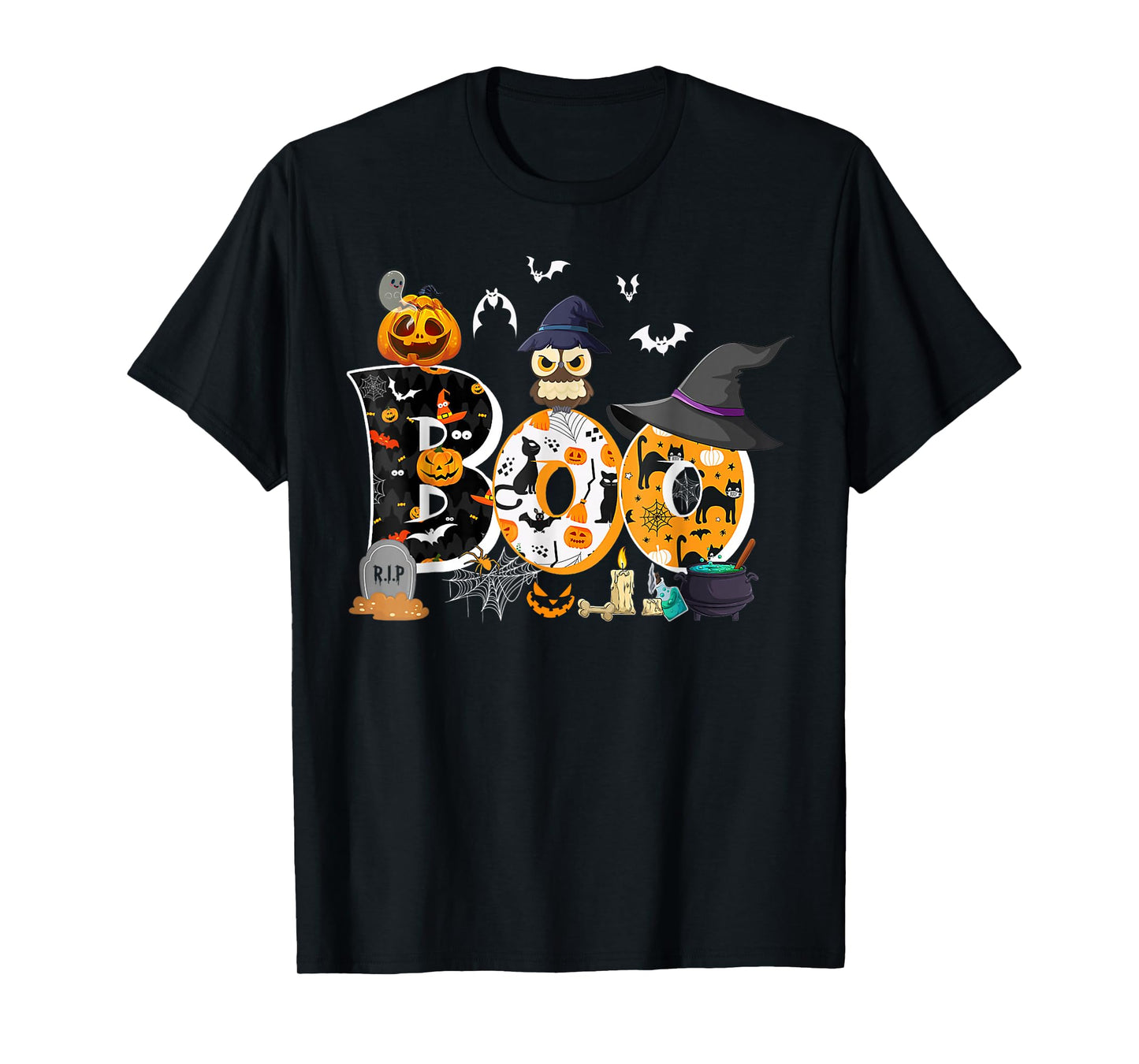 Halloween Costume Boo Owl Witch Hat Spider Pumpkin T-Shirt