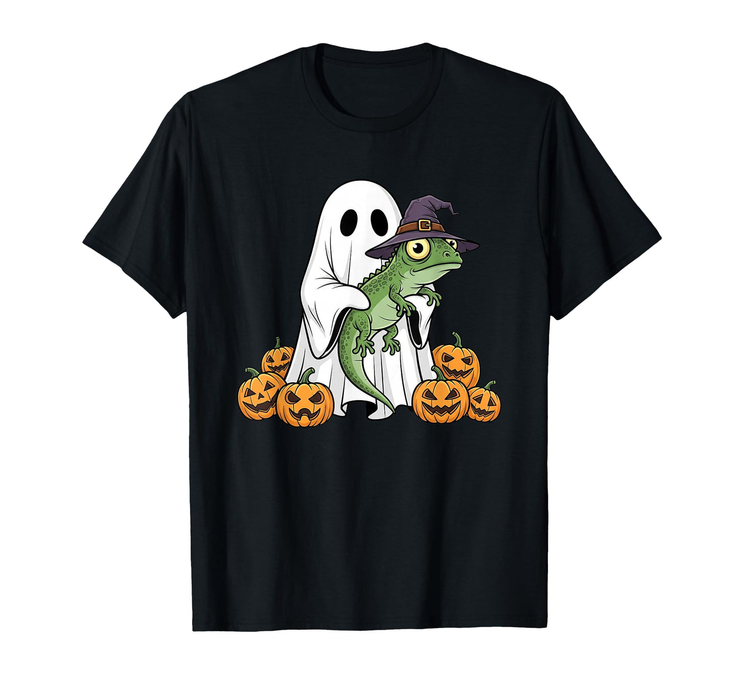 Funny Ghost Lizard Pumpkin Halloween Kids Mens Womens T-Shirt