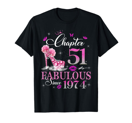 Chapter 51 Fabulous Since 1974 51st Birthday Queen Diamond T-Shirt