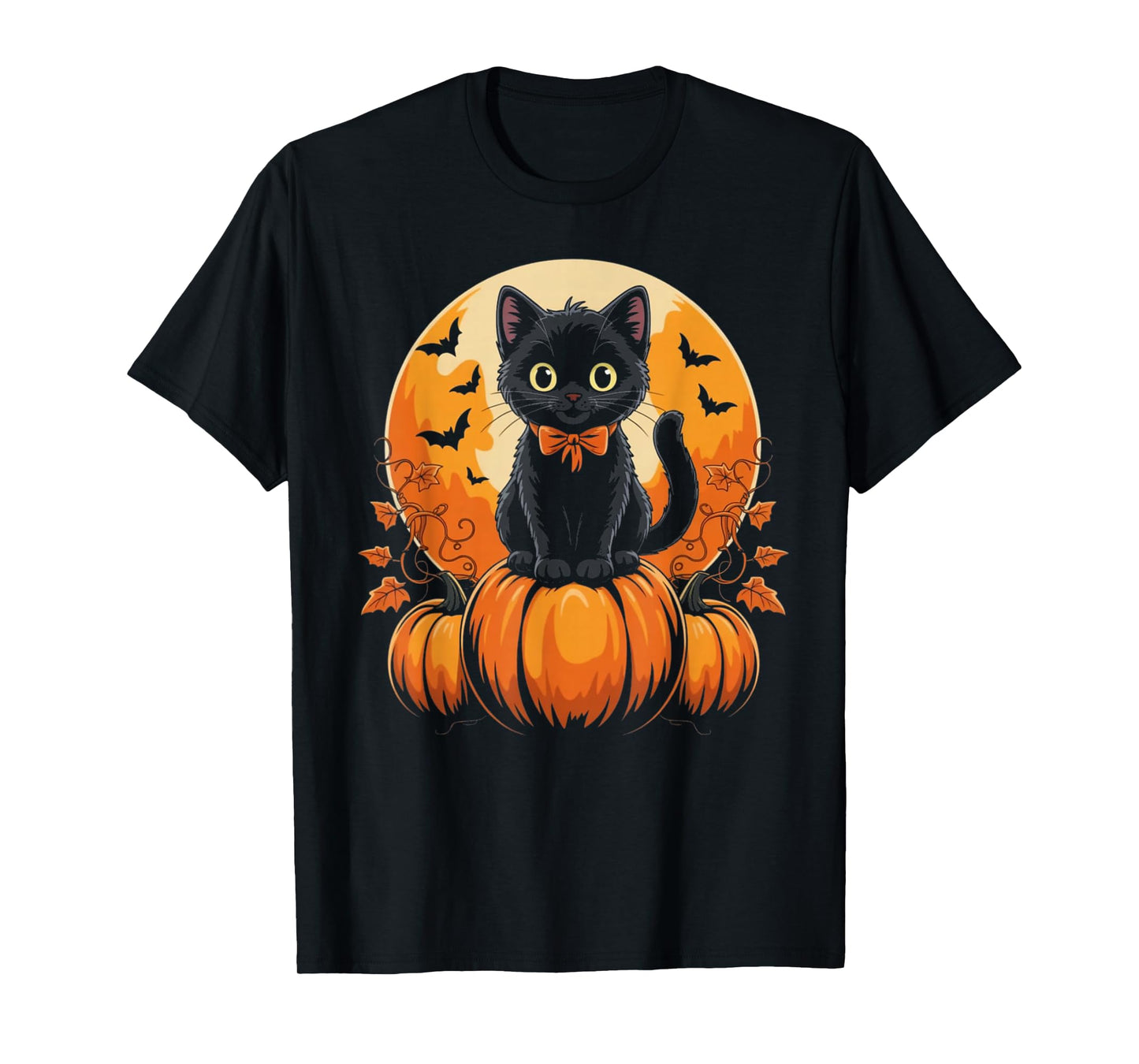 Retro Black Cat Pumpkin Halloween Costume Fall Autumn Gifts T-Shirt