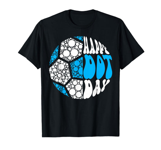Retro Groovy Soccer Ball With Polka Dots Happy Dot Day Boy T-Shirt