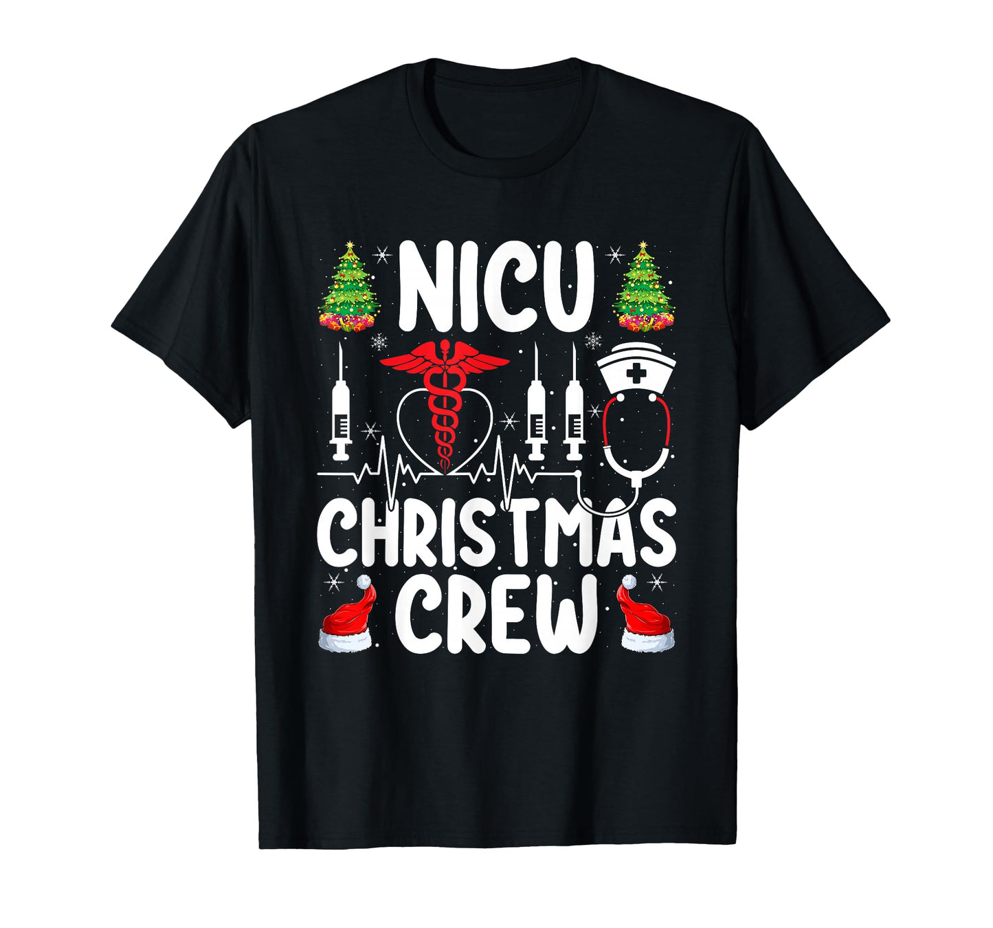 NICU Nurse Christmas Crew Nurse Medical Nursing Xmas Pajamas T-Shirt
