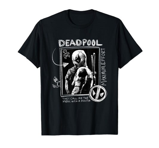 Marvel Deadpool & Wolverine Maximum Effort Doodle Portrait T-Shirt