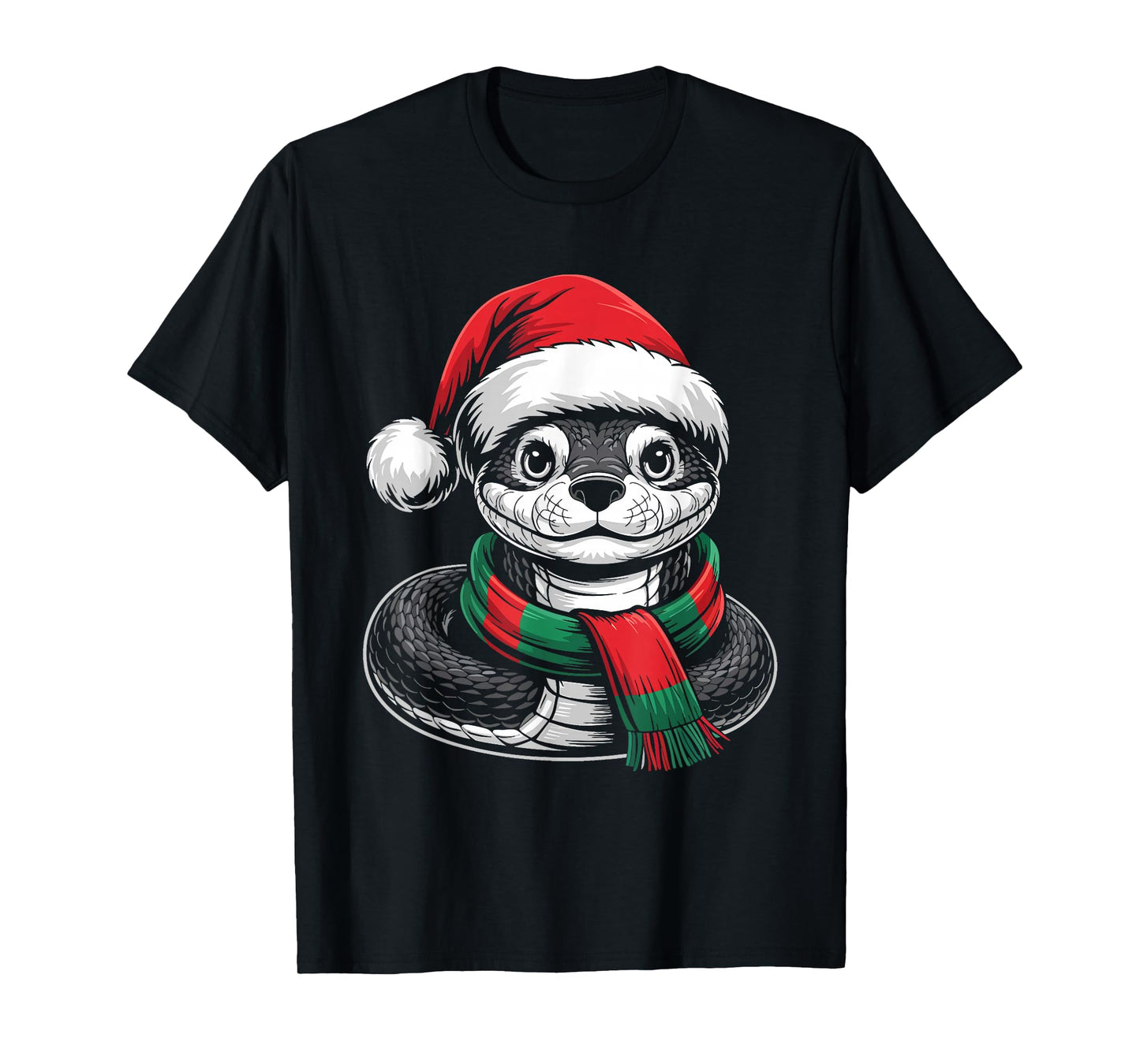 Snake Xmas Santa Hat Scarf Christmas Costume T-Shirt