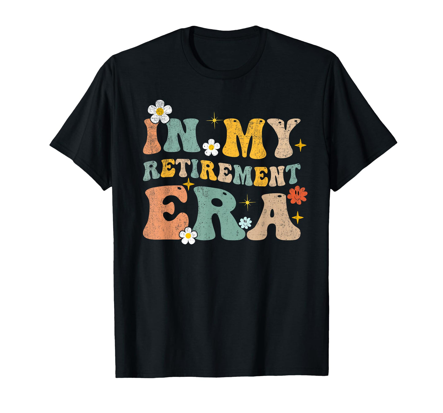 in My Retirement Era Funny Retired 2025 Groovy Retro T-Shirt