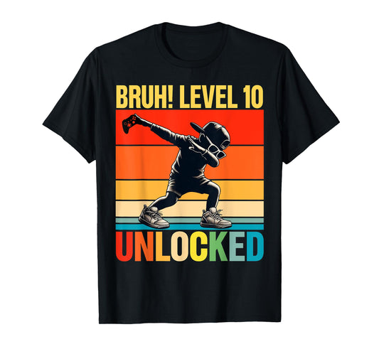 10 Year Old Birthday Dabbing Boy Bruh 10th level unlocked T-Shirt