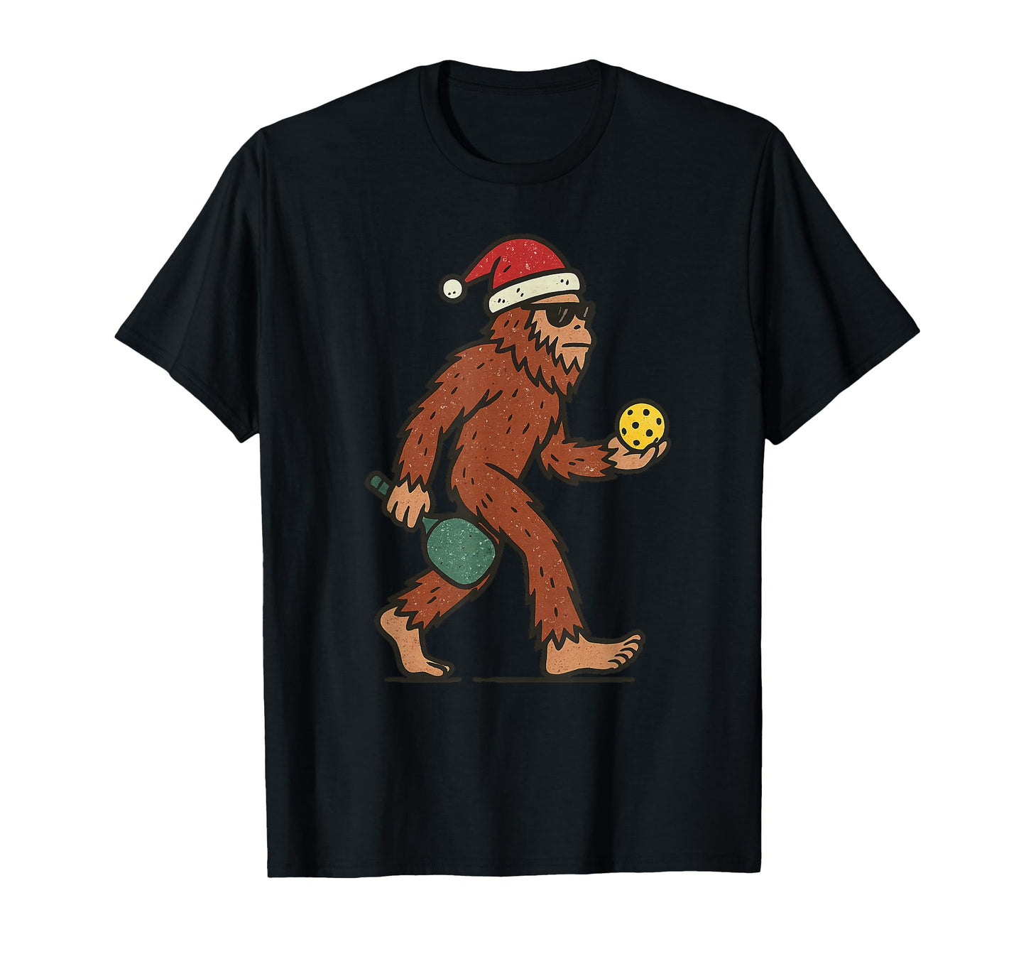 Sasquatch Playing Pickleball Christmas Vintage Funny Xmas T-Shirt