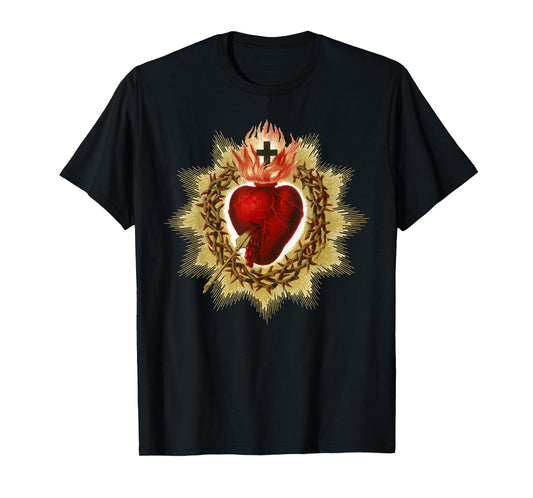 Sacred Heart of Jesus Art Christ Vintage Catholic Blessing T-Shirt
