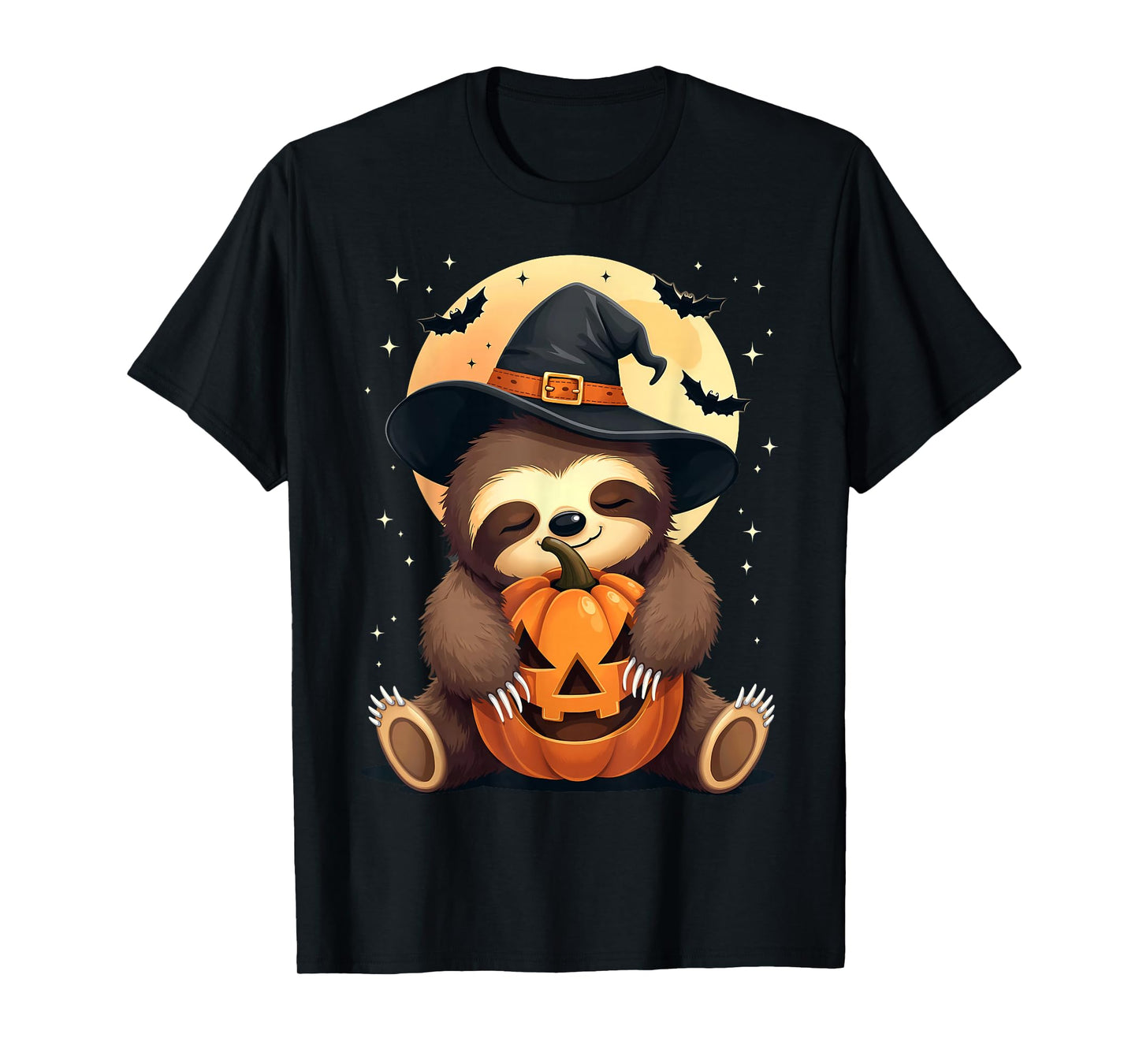 Halloween Sloth Witch Hat Pumpkin Spooky T-Shirt
