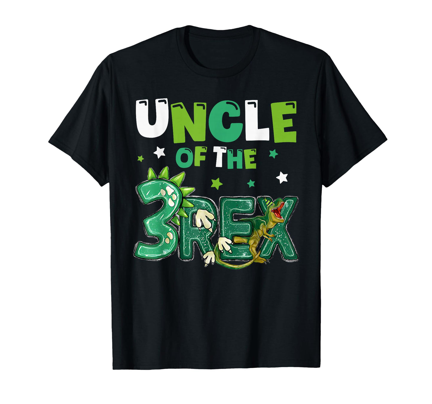 Uncle of the Three Rex Birthday Dinosaur Family Matching T-Shirt
