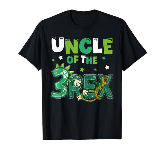 Uncle of the Three Rex Birthday Dinosaur Family Matching T-Shirt