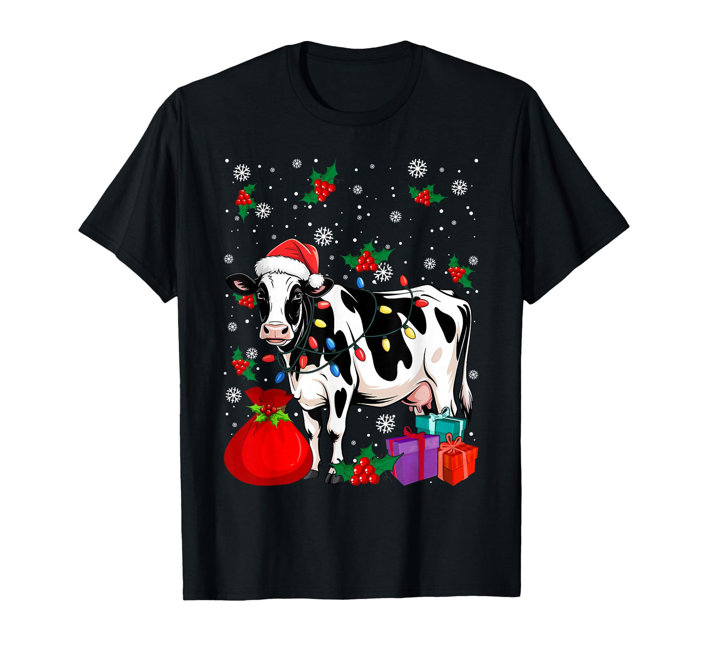 Christmas Cow Farm Animal Santa Xmas Lover Farmer T-Shirt