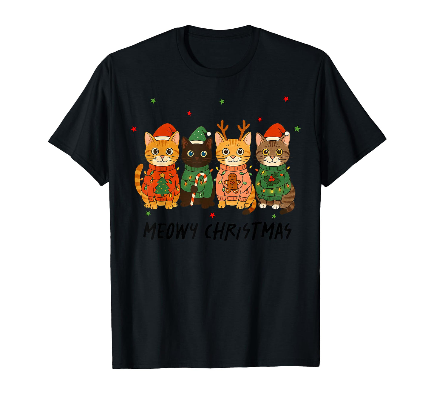 Meowy Catmas Cat Christmas Xmas Girls Boys Family Pajamas T-Shirt
