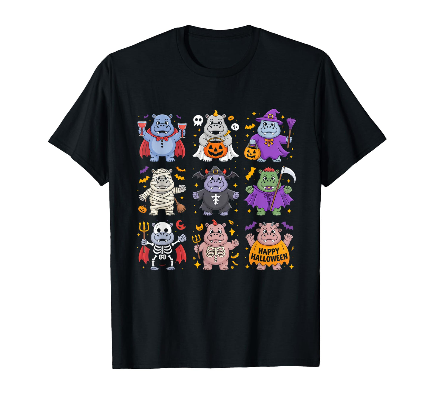 Hippo Ghost Witch Zombie Mummy Halloween Costume T-Shirt