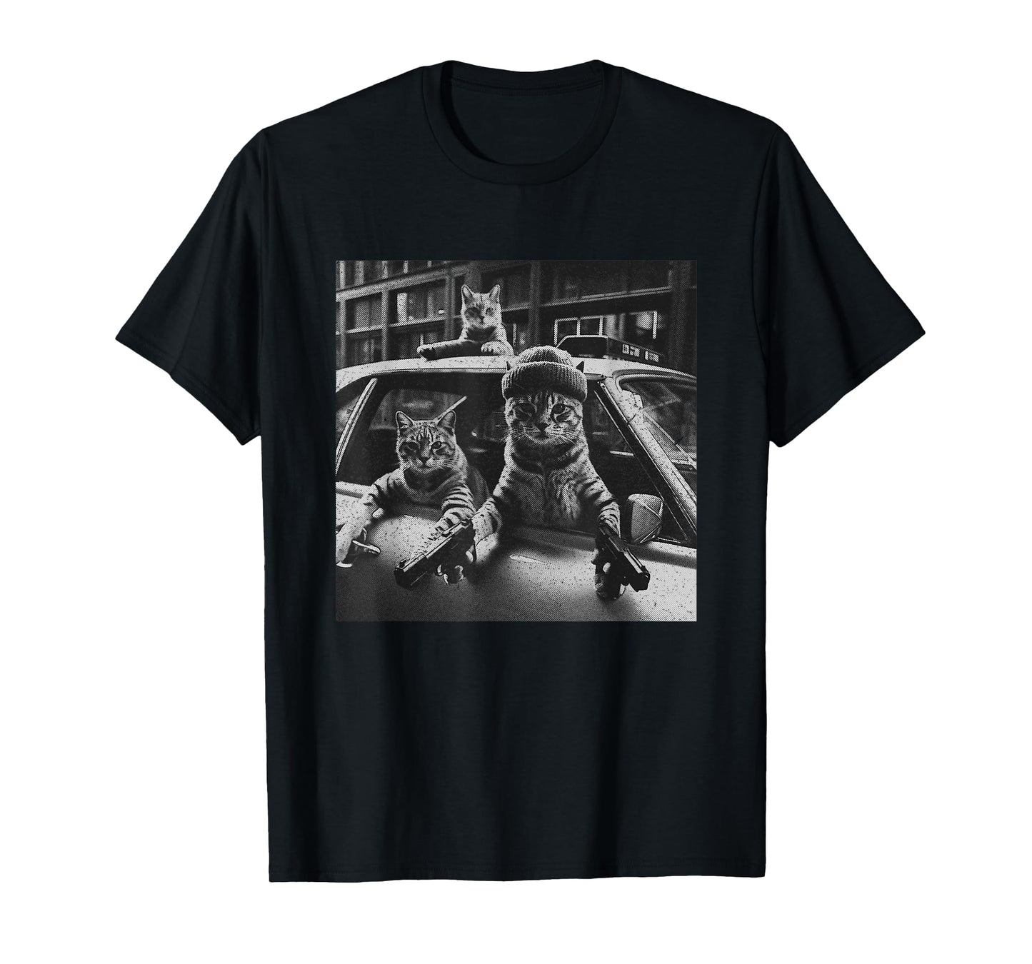 Funny Cat Gang Vintage Cute Kitten Gangster Cat Men Women T-Shirt