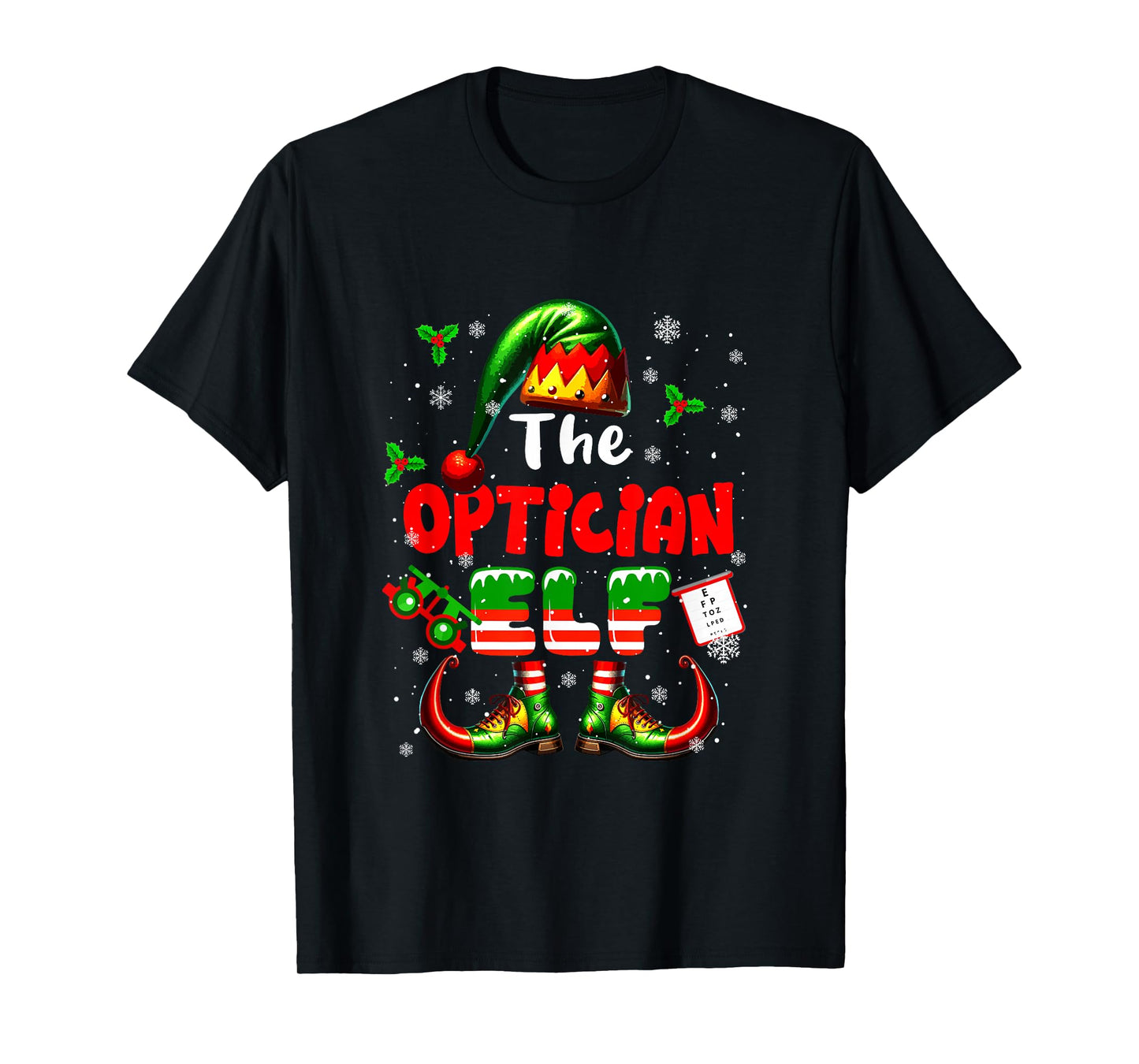 The Optician Elf Christmas Funny Job Team Matching Parties T-Shirt