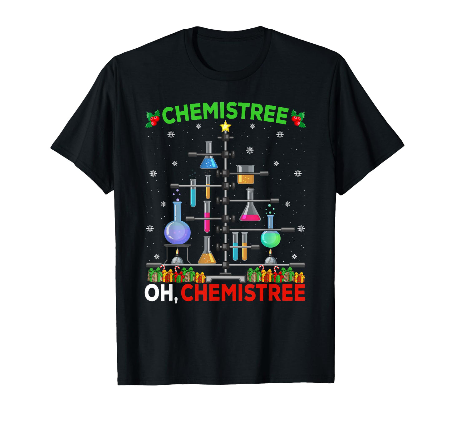 Chemistry Science Christmas Tree Pajamas Funny Oh Chemistree T-Shirt