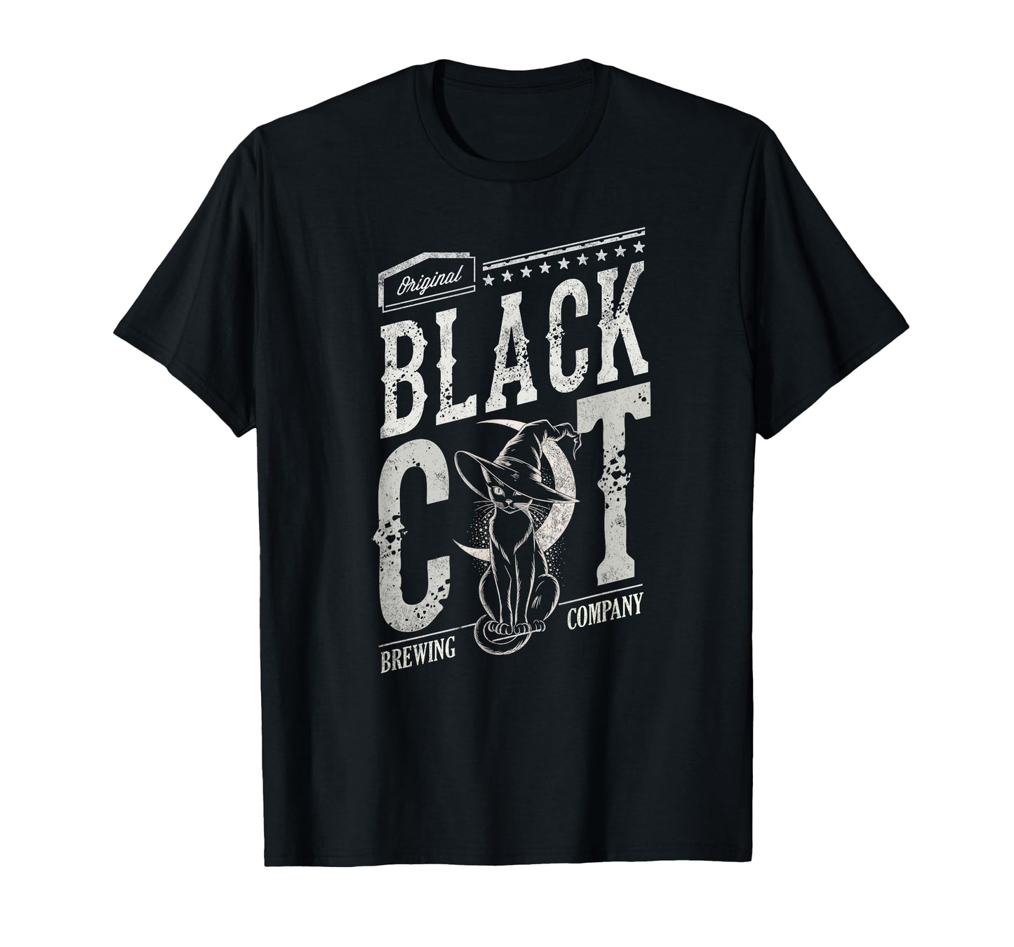 Cute Black CAT Co Witch Brewing Company Village Wicca Crew T-Shirt