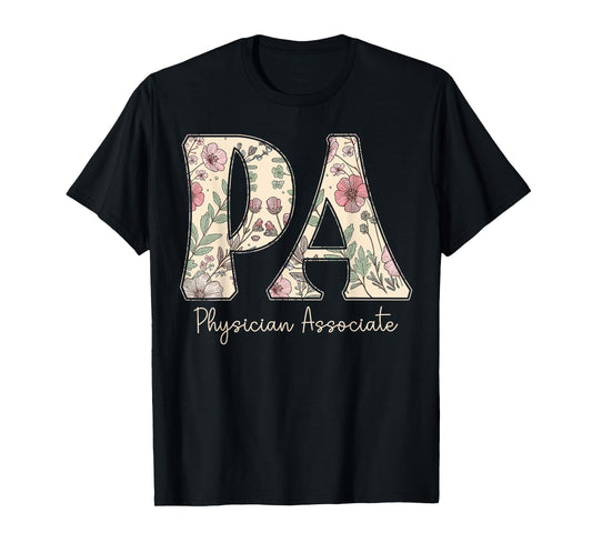 Boho Floral PA Physician Associate Week Gift Vintage Flower T-Shirt