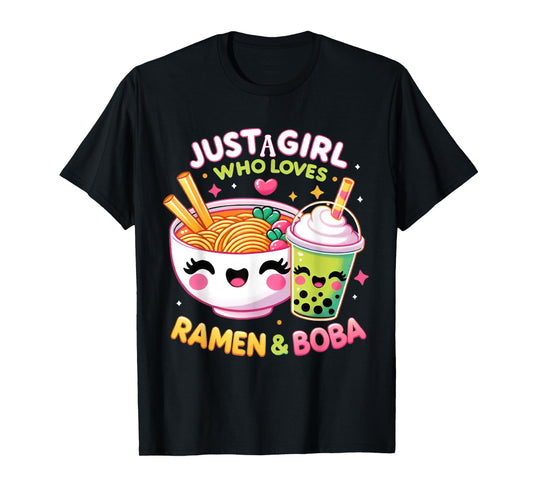 Just A Girl Who Loves Boba Tea And Ramen Bubble Tea Japanese T-Shirt