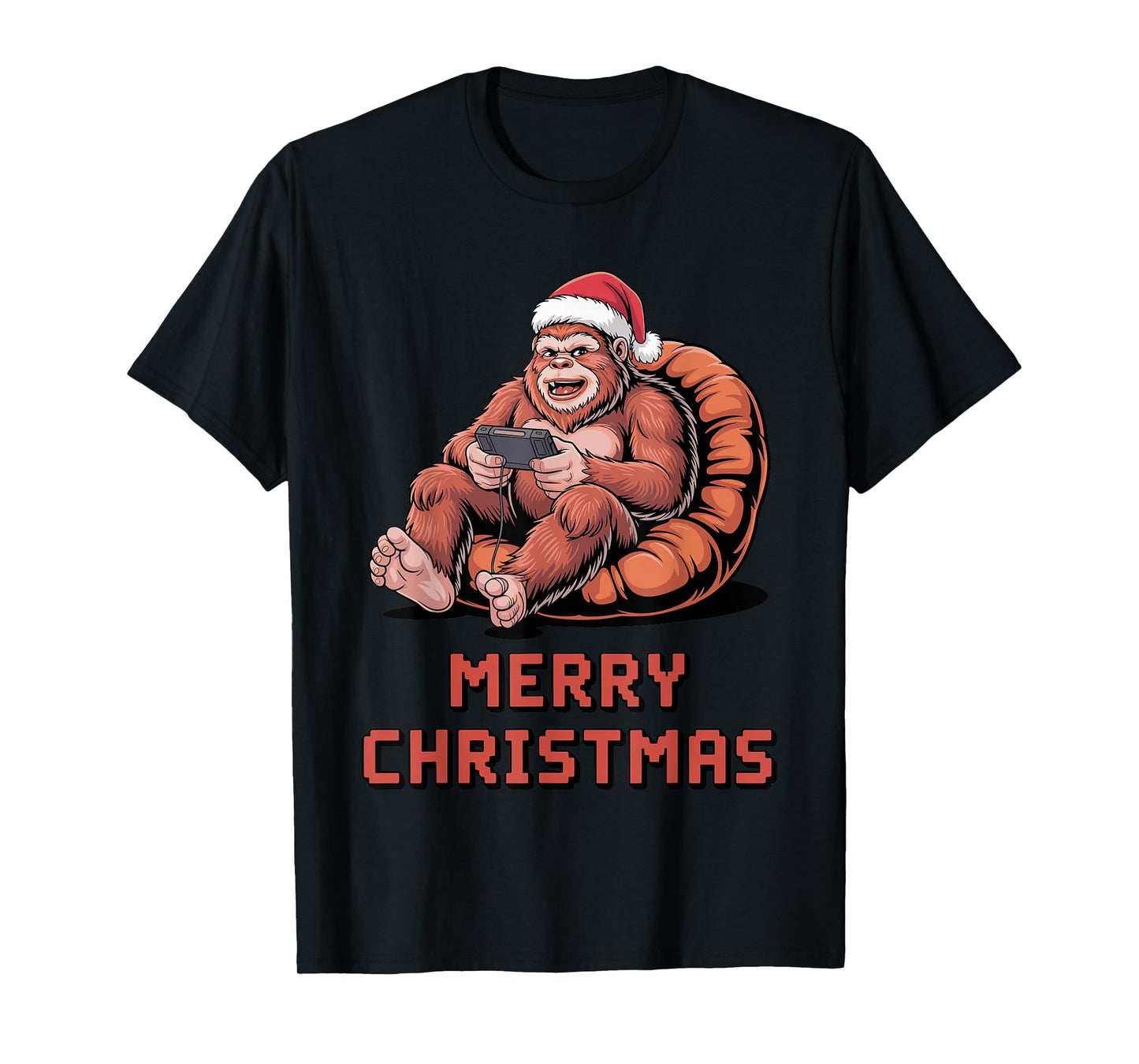 Bigfoot Gaming Christmas Funny Sasquatch Video Gamer Holiday T-Shirt