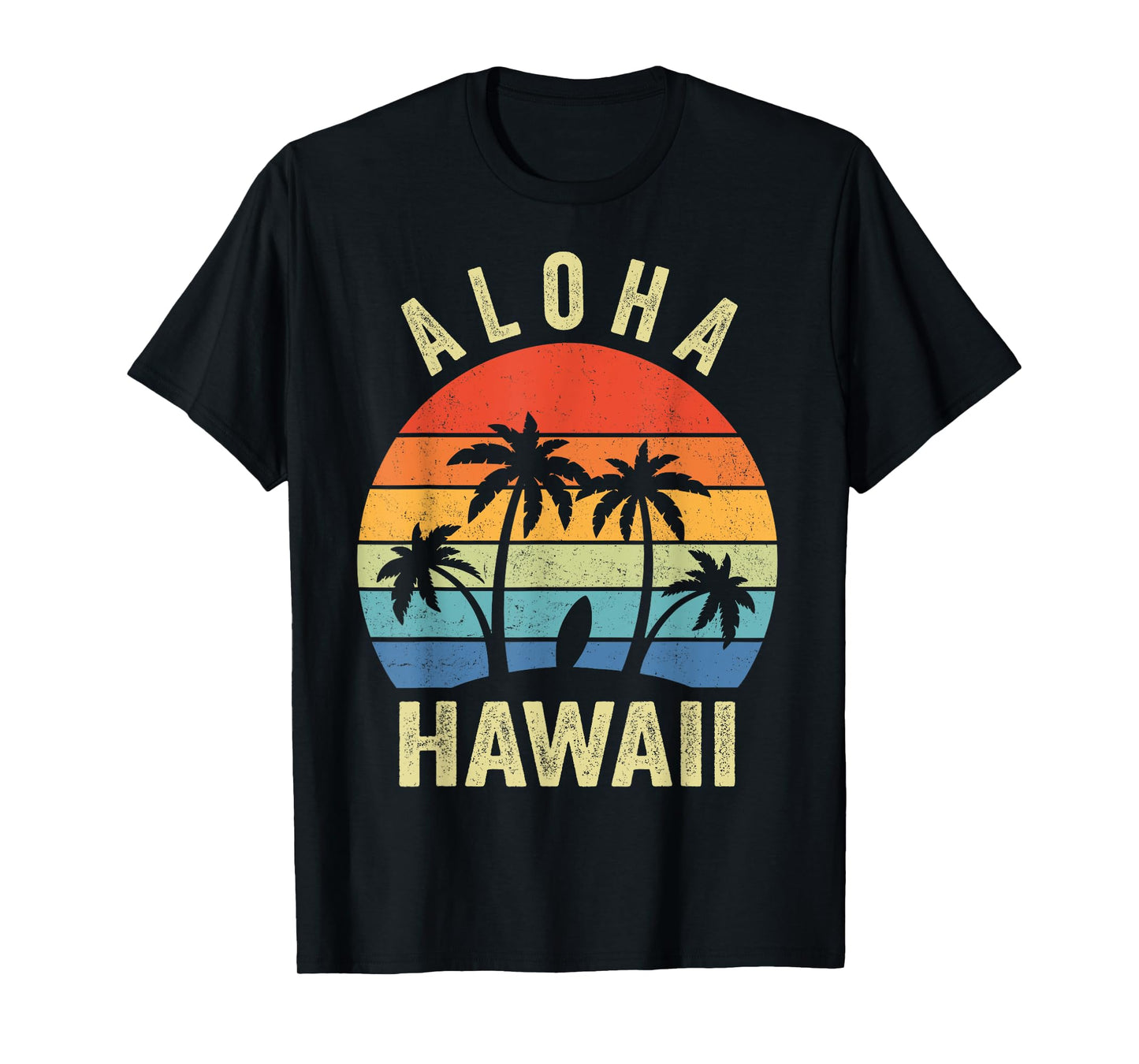 Aloha Hawaii Hawaiian Island Palm Beach Surfboard Surf T-Shirt for Men Women Girls Kids