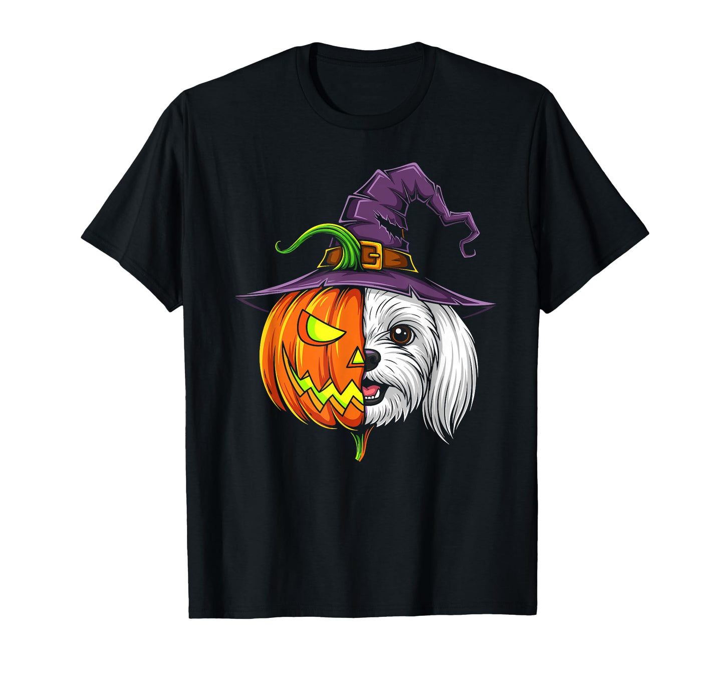 Maltese Pumpkin Jack O Lantern Halloween Kids Mens Womens T-Shirt