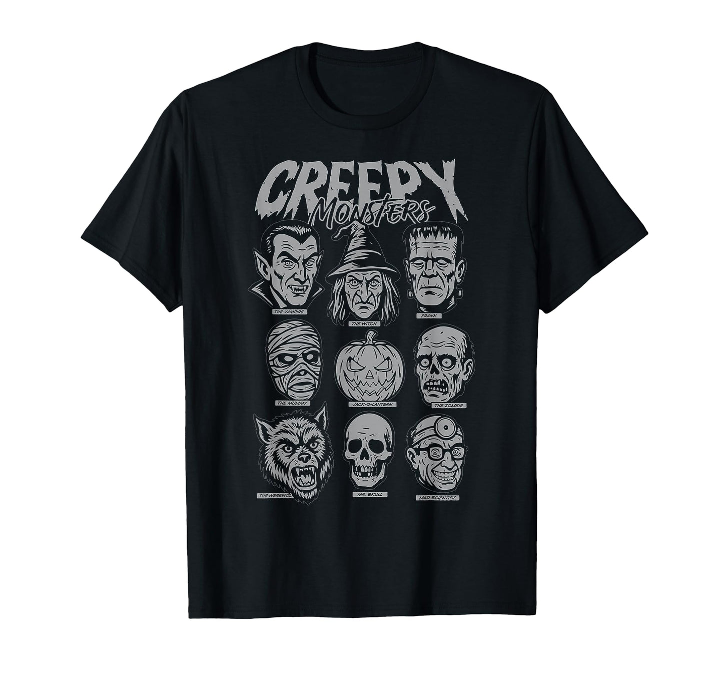 Retro Halloween Monsters Video Game Vampire Witch Pumpkin T-Shirt