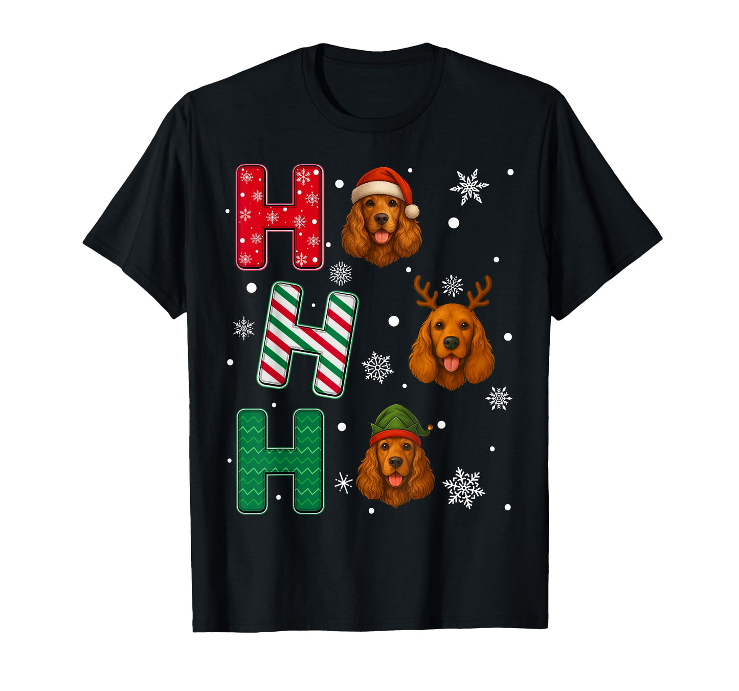 Ho Ho Ho American Cocker Spaniel Dog Christmas Santa Elf T-Shirt