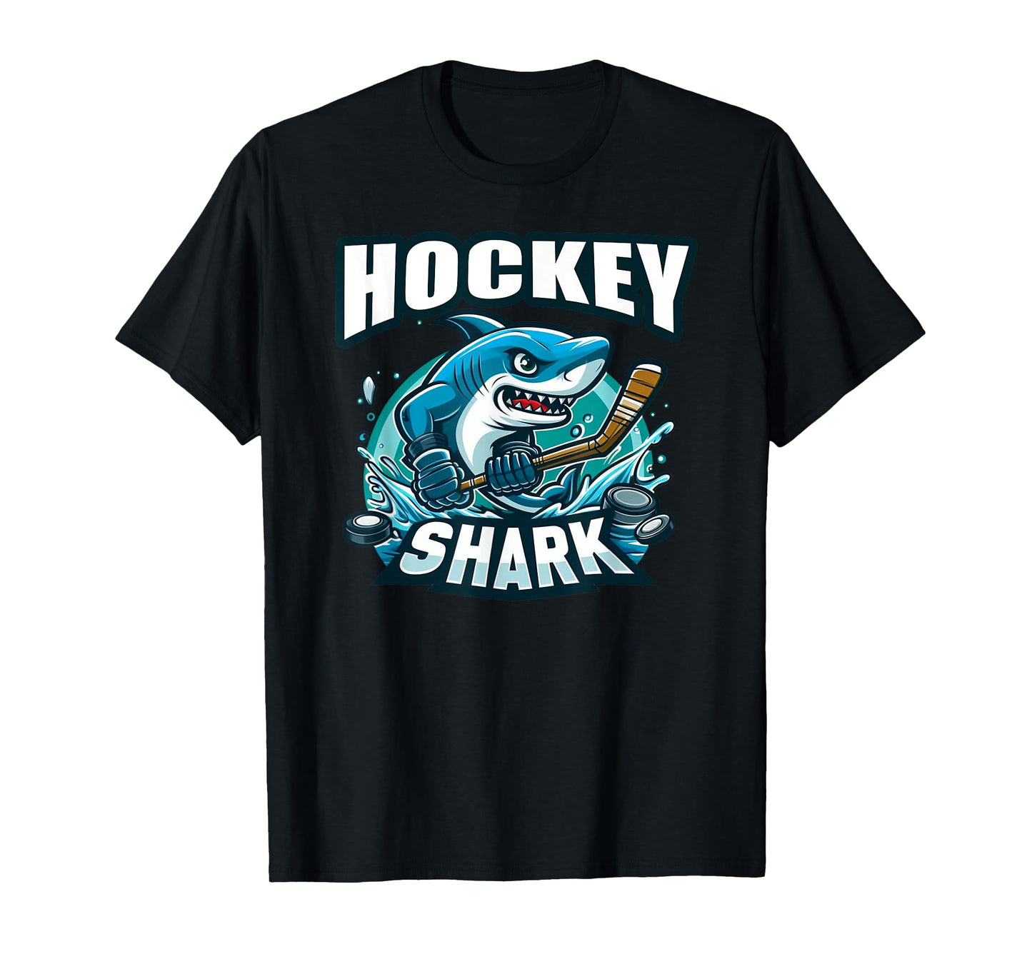 Shark Playing Hockey Funny Hockey T-Shirt