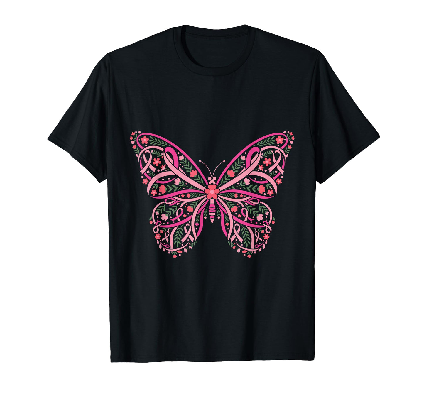 Cute Butterfly with Ribbon Breast Cancer Awareness T-Shirt