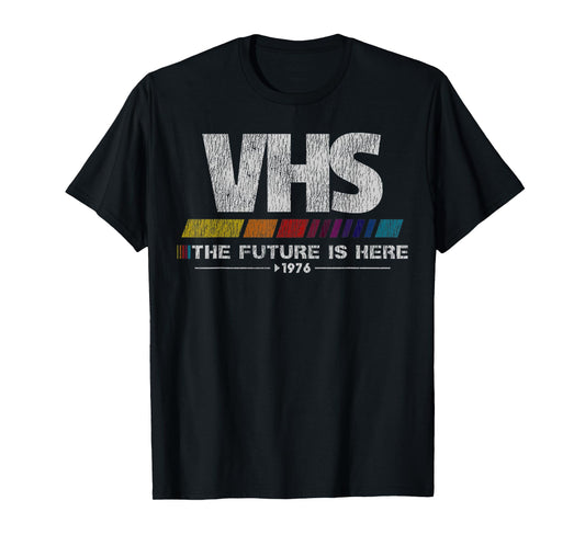 Vintage 80s video cassette tape VHS The Future Is Here T-Shirt