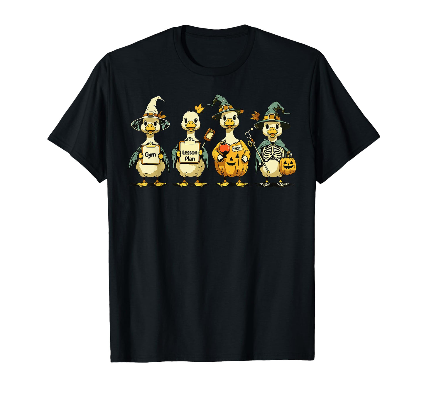 Cute Goose Teacher Halloween Costume Ghost Pumpkin Witch T-Shirt