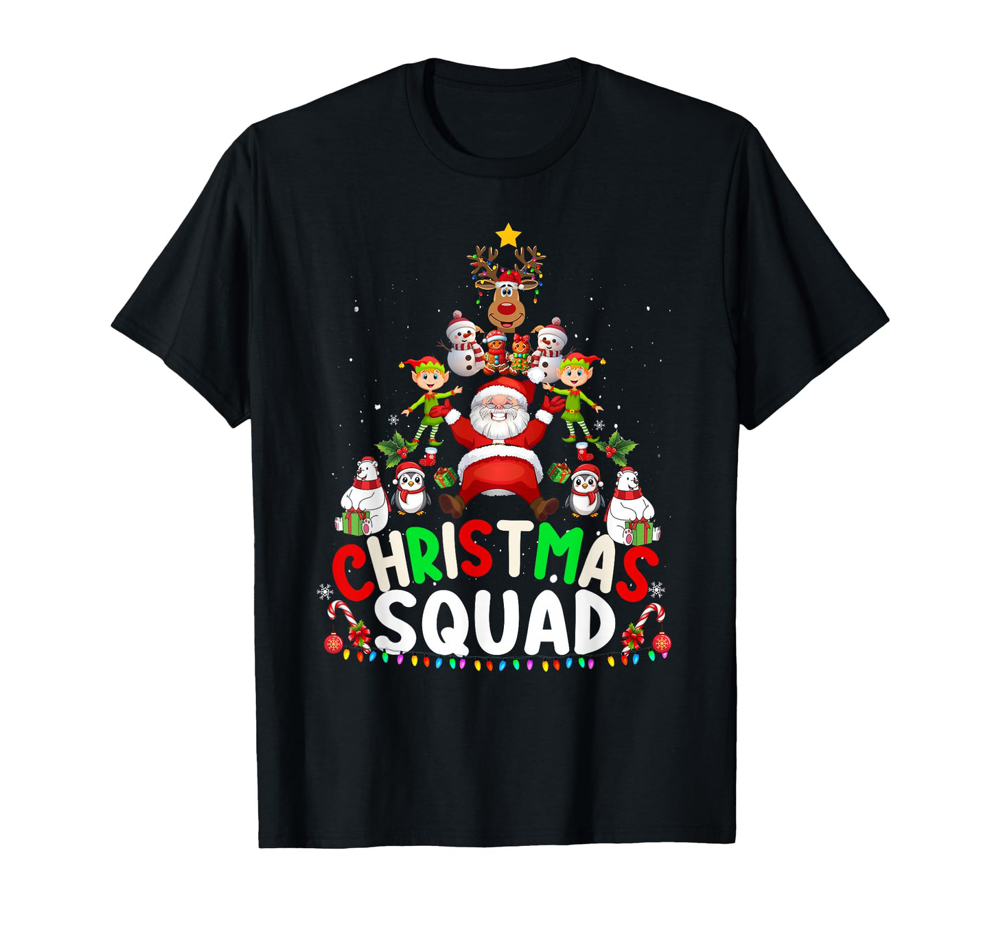 Christmas Squad Santa Elf Tree Xmas Family Matching Pajamas T-Shirt