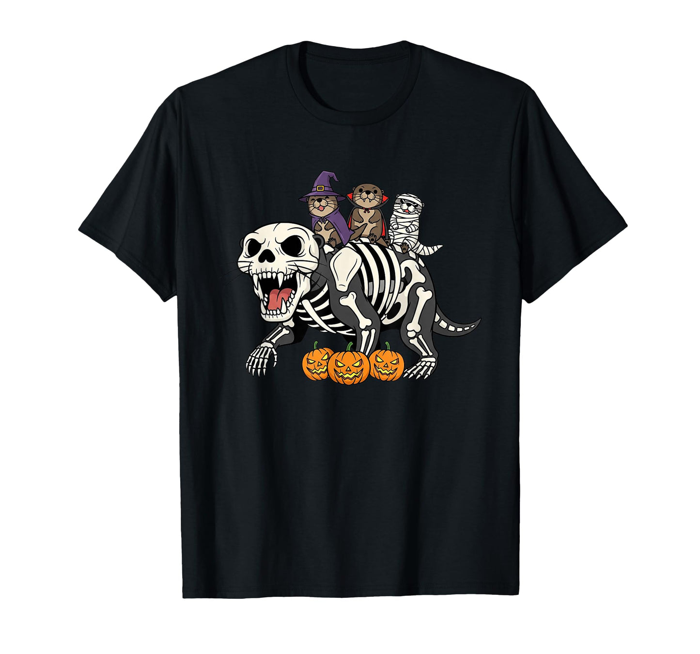 Funny Otter Skeleton Mummy Witch Halloween Kids Mens Womens T-Shirt