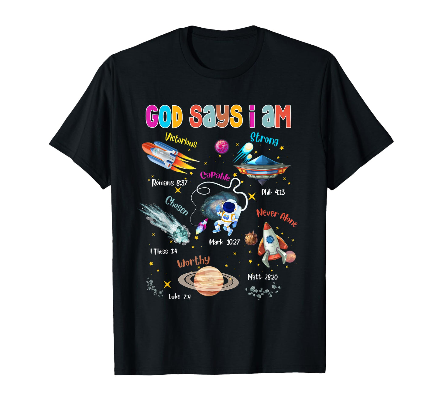 God Says I Am Cute Christian Outer Space Toddler Boys Kids T-Shirt