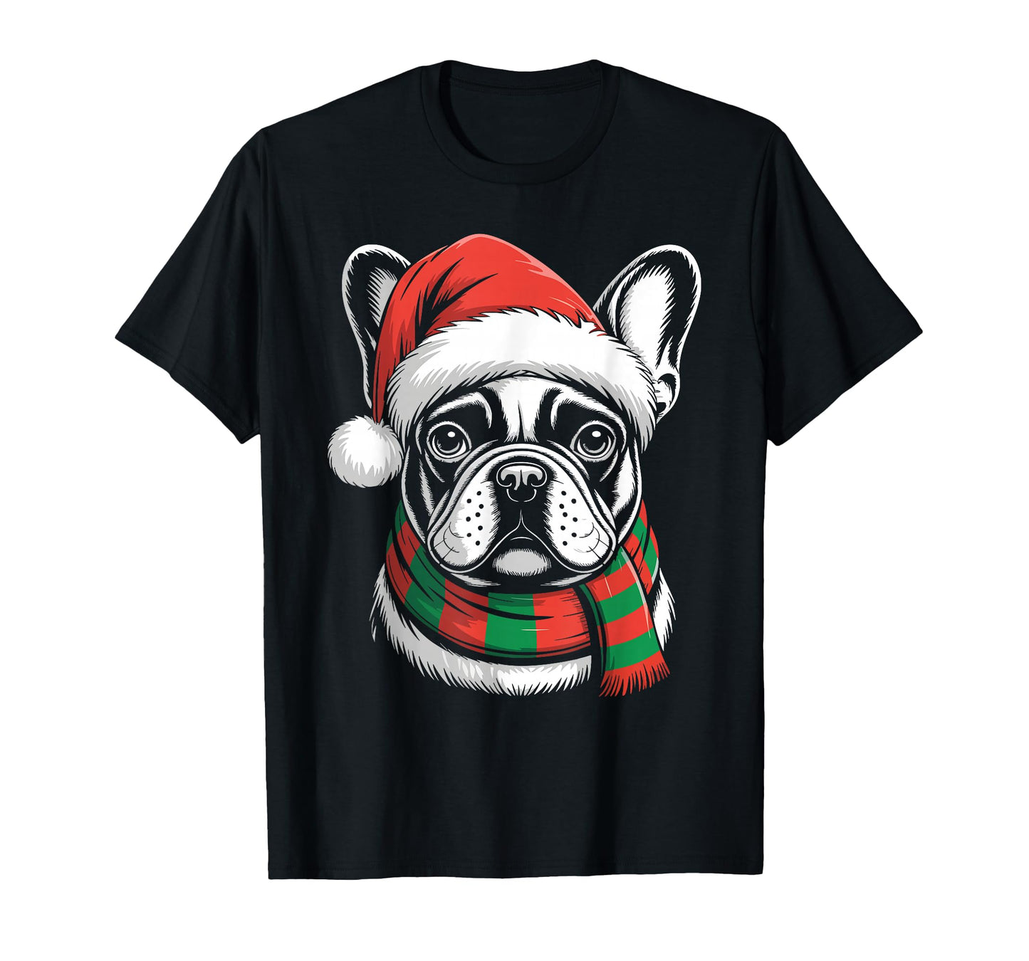 French Bulldog Xmas Santa Hat Scarf Christmas Costume T-Shirt