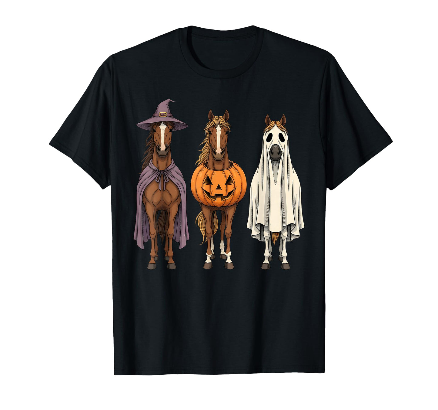 Spooky Ghost Horse Pumpkin Halloween Farm Animal T-Shirt