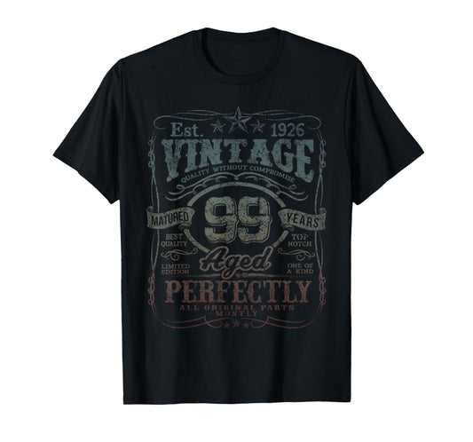 Vintage 1926 Limited Edition Shirt 99 year old 99th Birthday T-Shirt