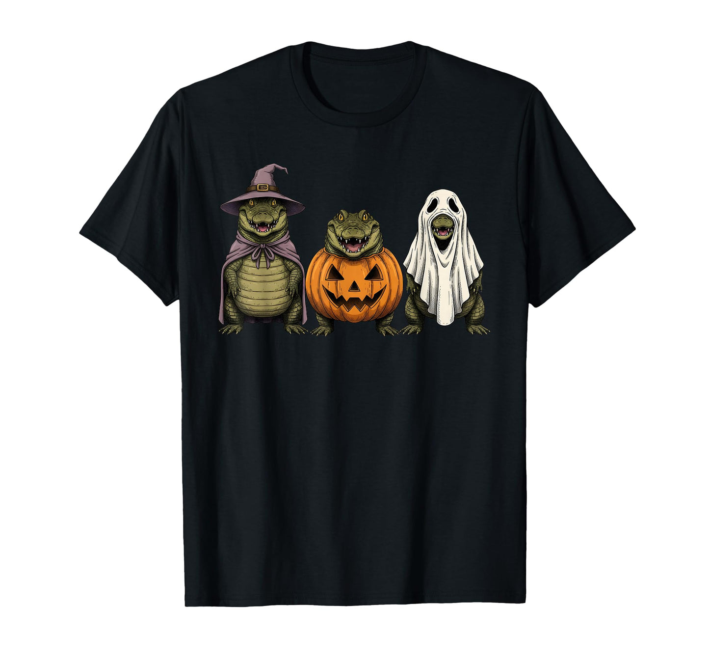 Spooky Ghost Crocodile Lover Pumpkin Halloween T-Shirt