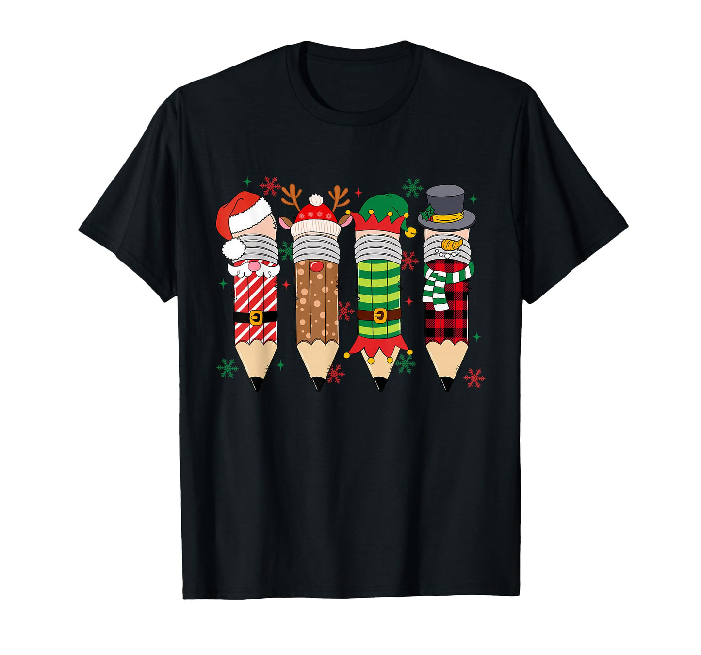 Funny Teacher Christmas Reindeer Santa Pencil School Xmas T-Shirt