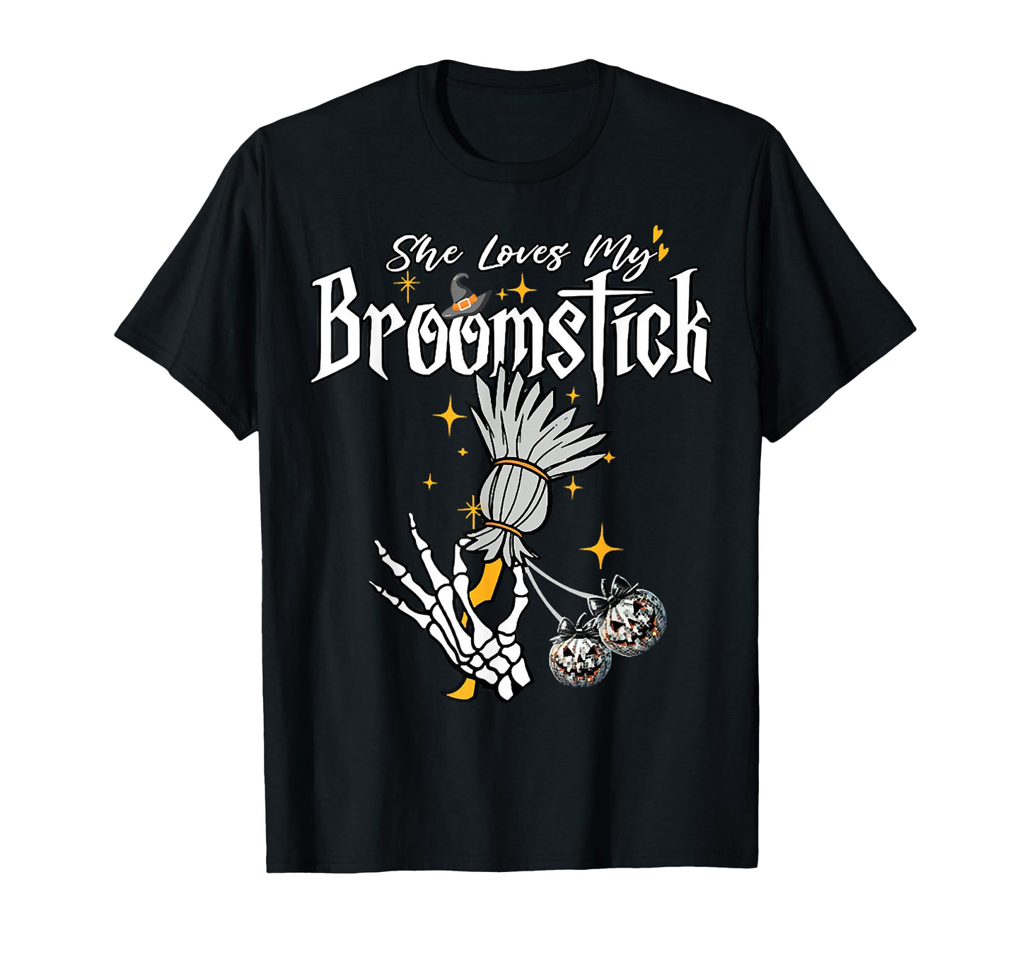 She Loves My Broomstick Flying Witch On Broomstick Halloween T-Shirt