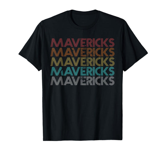 Mavericks Vintage Apparel Retro-Modern Unisex-Adult T-Shirt, Black, Small, Short Sleeve