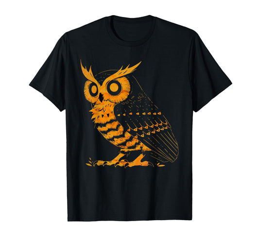 Cute Retro Aesthetic Orange Bird Head Nocturnal Owl Lover T-Shirt