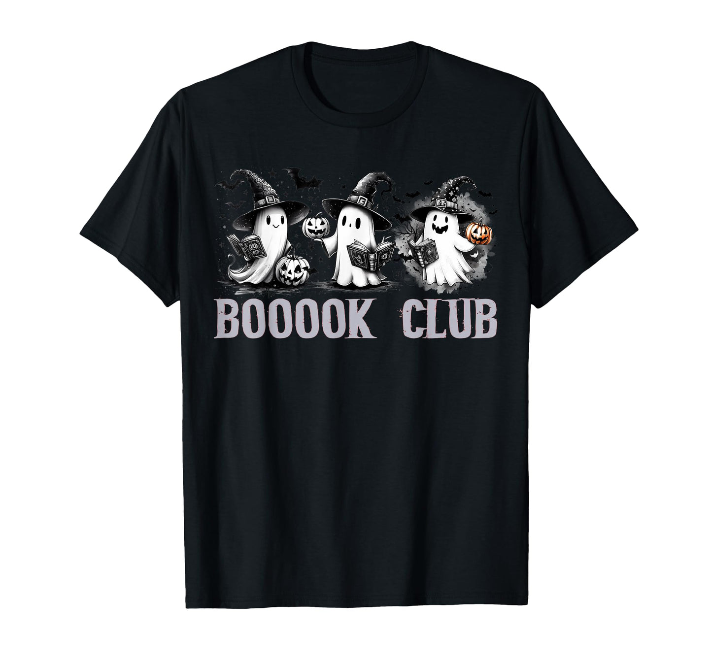Boo Ghost Books Book Club Halloween Women School Teacher T-Shirt