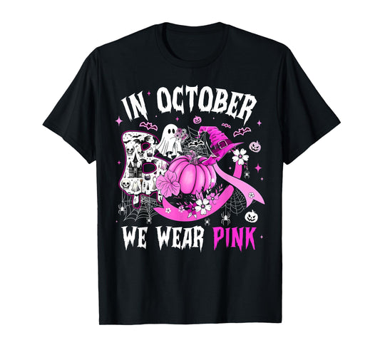 Breast Cancer Awareness We Wear Pink in October Women Girls T-Shirt