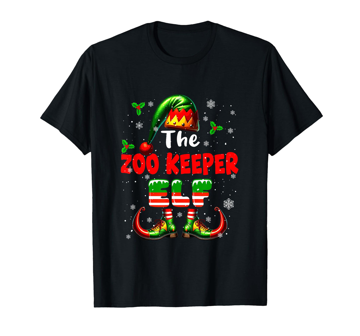 The Zoo Keeper Elf Christmas Funny Job Team Matching Parties T-Shirt