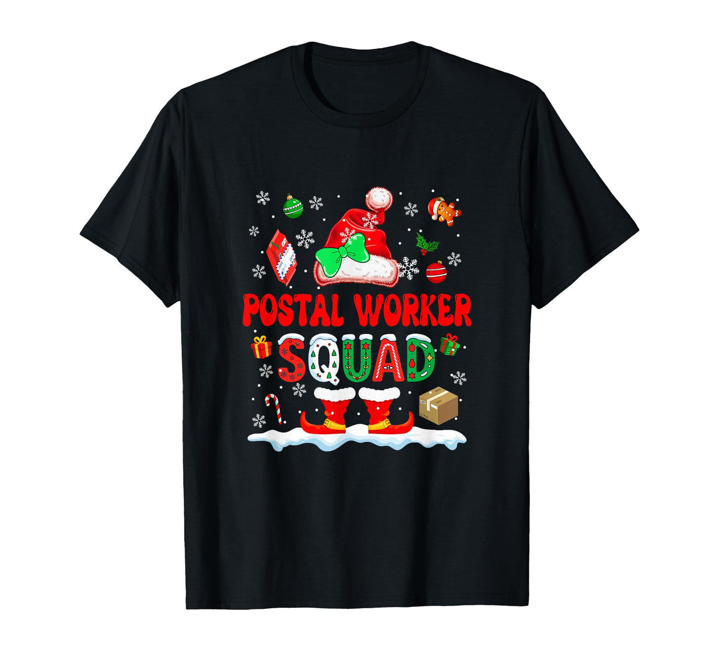 Postal Worker Squad Women Job Christmas Santa Bow Tie T-Shirt