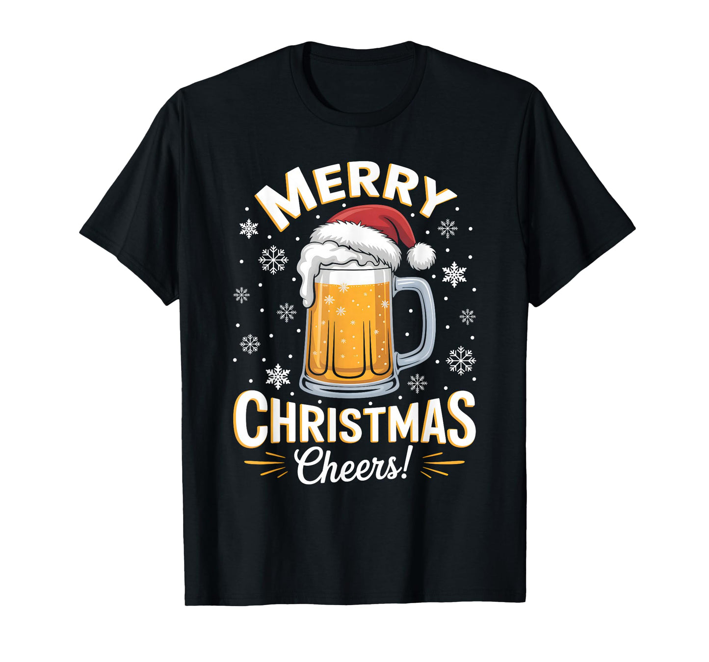 Funny Christmas Pajama Outfit Men Women Beer Mug Santa Hat T-Shirt
